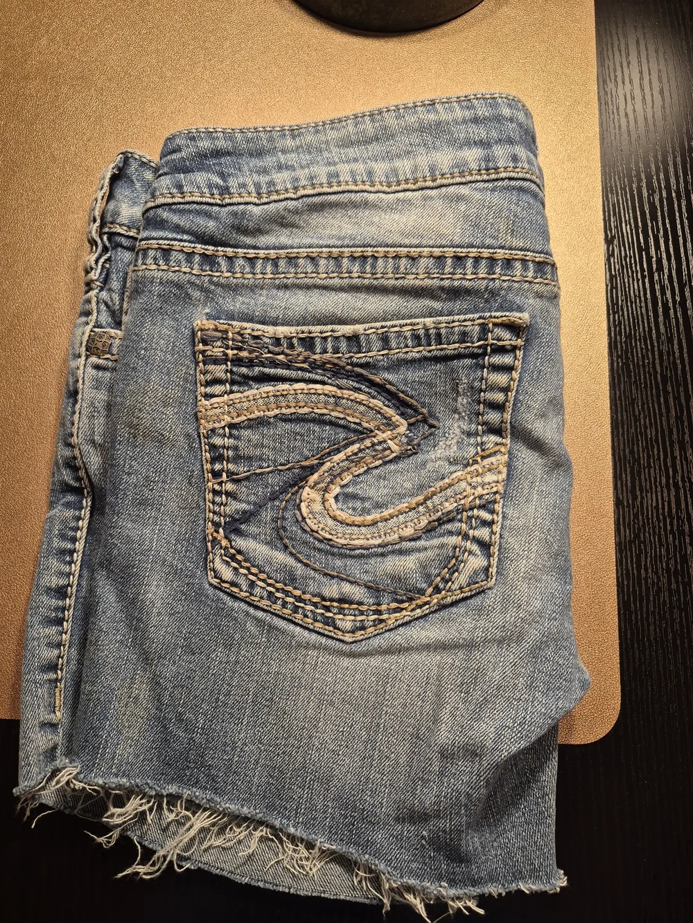 Silver Jeans Light Blue Denim Shorts with Embroidered Back Pocket